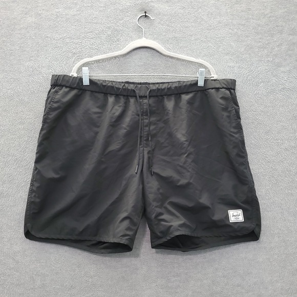 Herschel Men Activewear Shorts 2XL Black Drawstring Pockets High Rise 6" Inseam - Picture 1 of 8